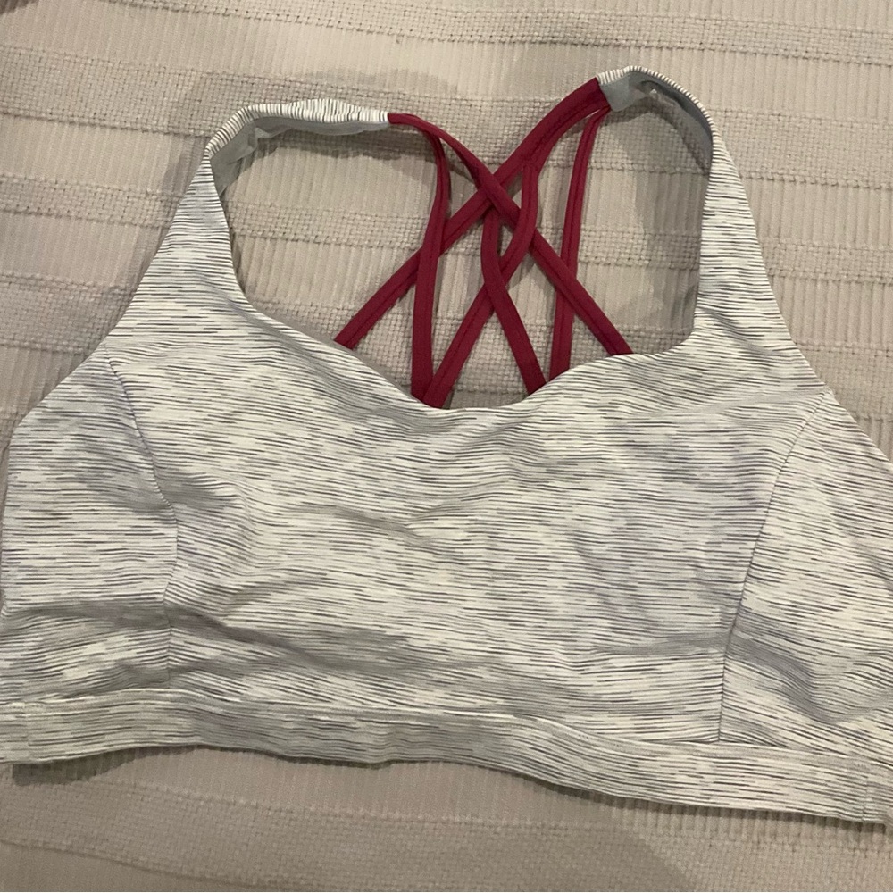 Lululemon Athletica Gray and Red Strappy Sports Bra
